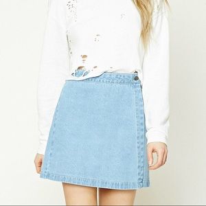 F21 Wrap Denim Mini Skirt